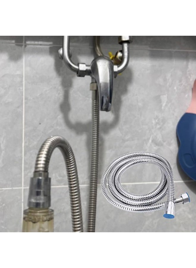 Bathroom Bidet Hose | Chrome | 1.2 m | Steel | Shattaf Hose Replacement | Flexible Bathroom Hose | Bathroom Accessory | Modern Bathroom Accessory | Home Hotel Bathroom Use - Image 1